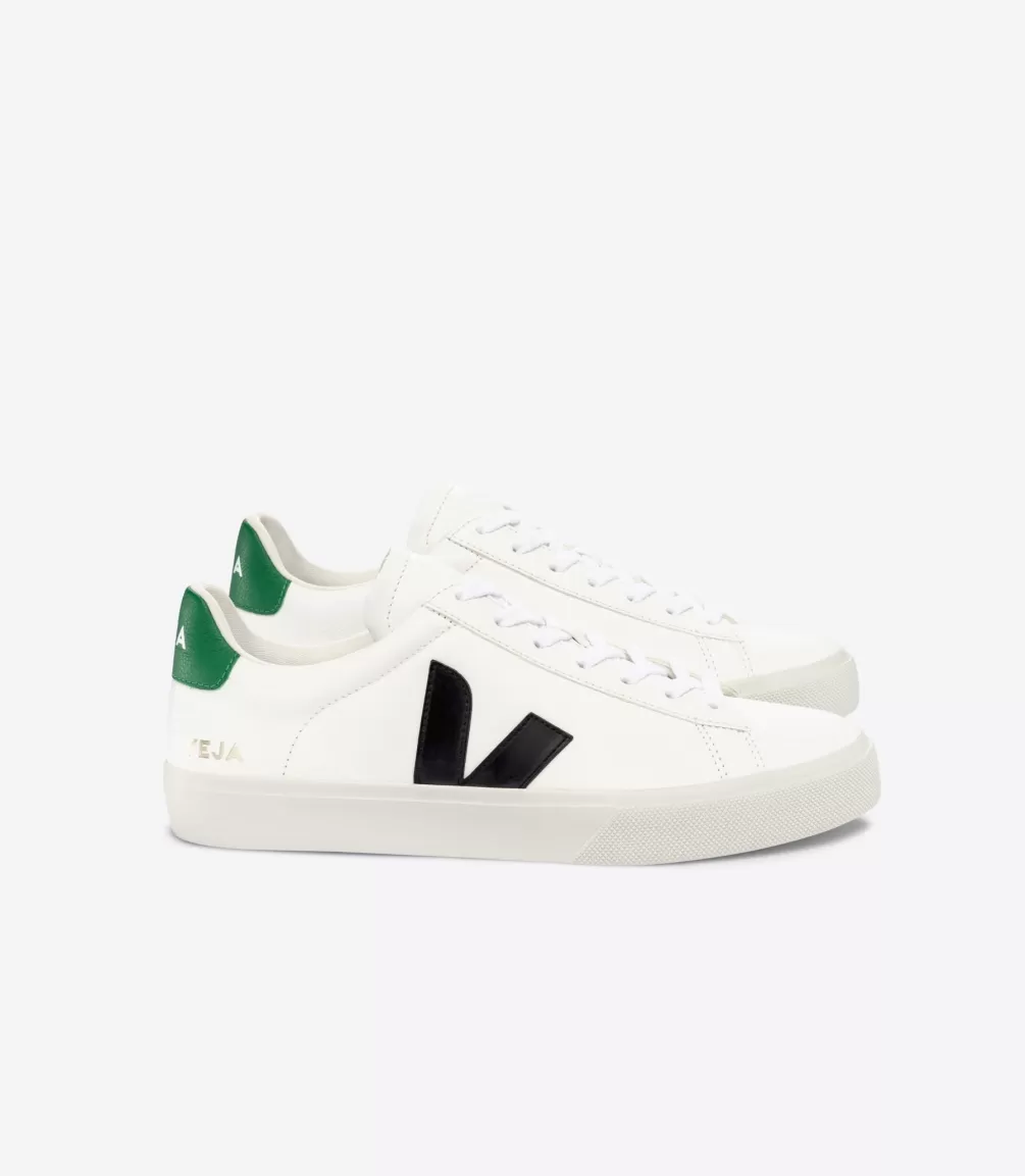 VEJA Adults<CAMPO LEATHER WHITE BLACK EMERAUDE