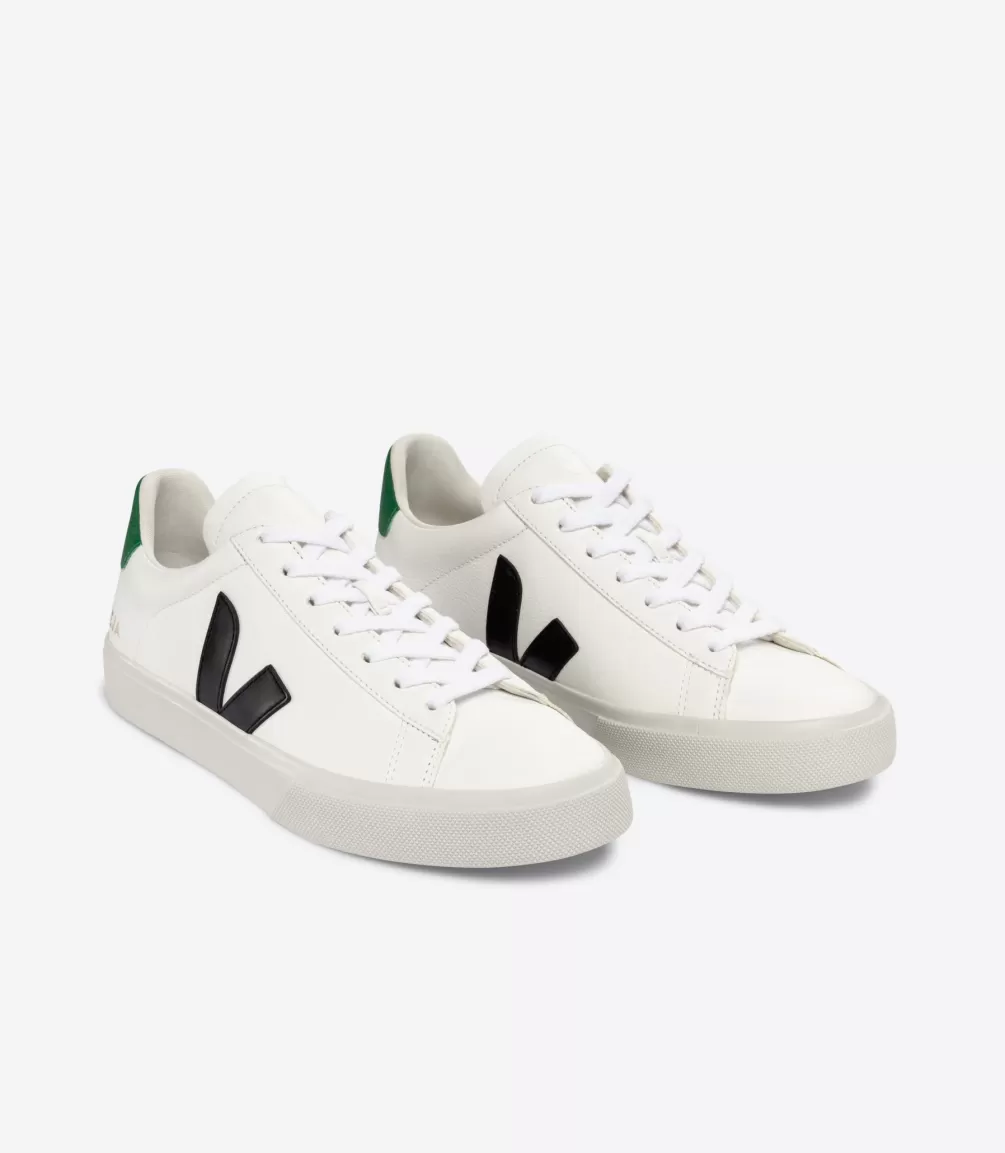 VEJA Adults<CAMPO LEATHER WHITE BLACK EMERAUDE