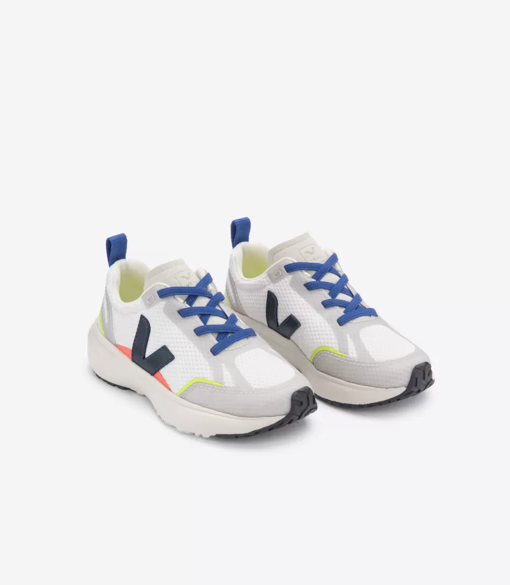 Kids VEJA Kids<CANARY ELASTIC LACES ALVEOMESH WHITE NAUTICO