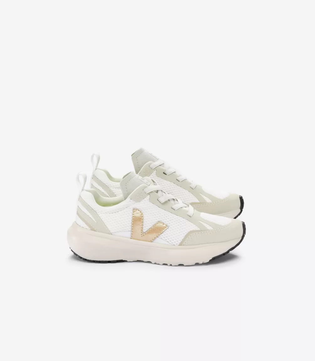 Kids VEJA Kids<CANARY ELASTIC LACES ALVEOMESH WHITE PLATINE