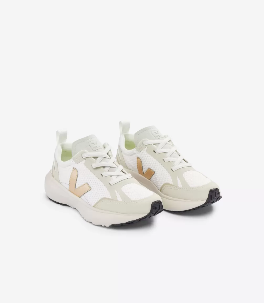 Kids VEJA Kids<CANARY ELASTIC LACES ALVEOMESH WHITE PLATINE