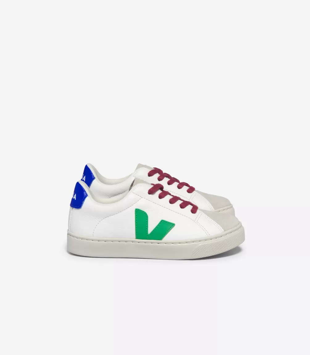 Kids VEJA Esplar<ESPLAR LACES LEATHER WHITE LEAF PAROS