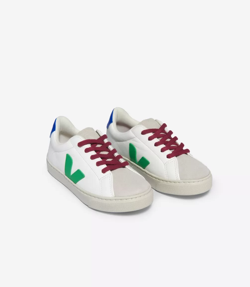 Kids VEJA Esplar<ESPLAR LACES LEATHER WHITE LEAF PAROS