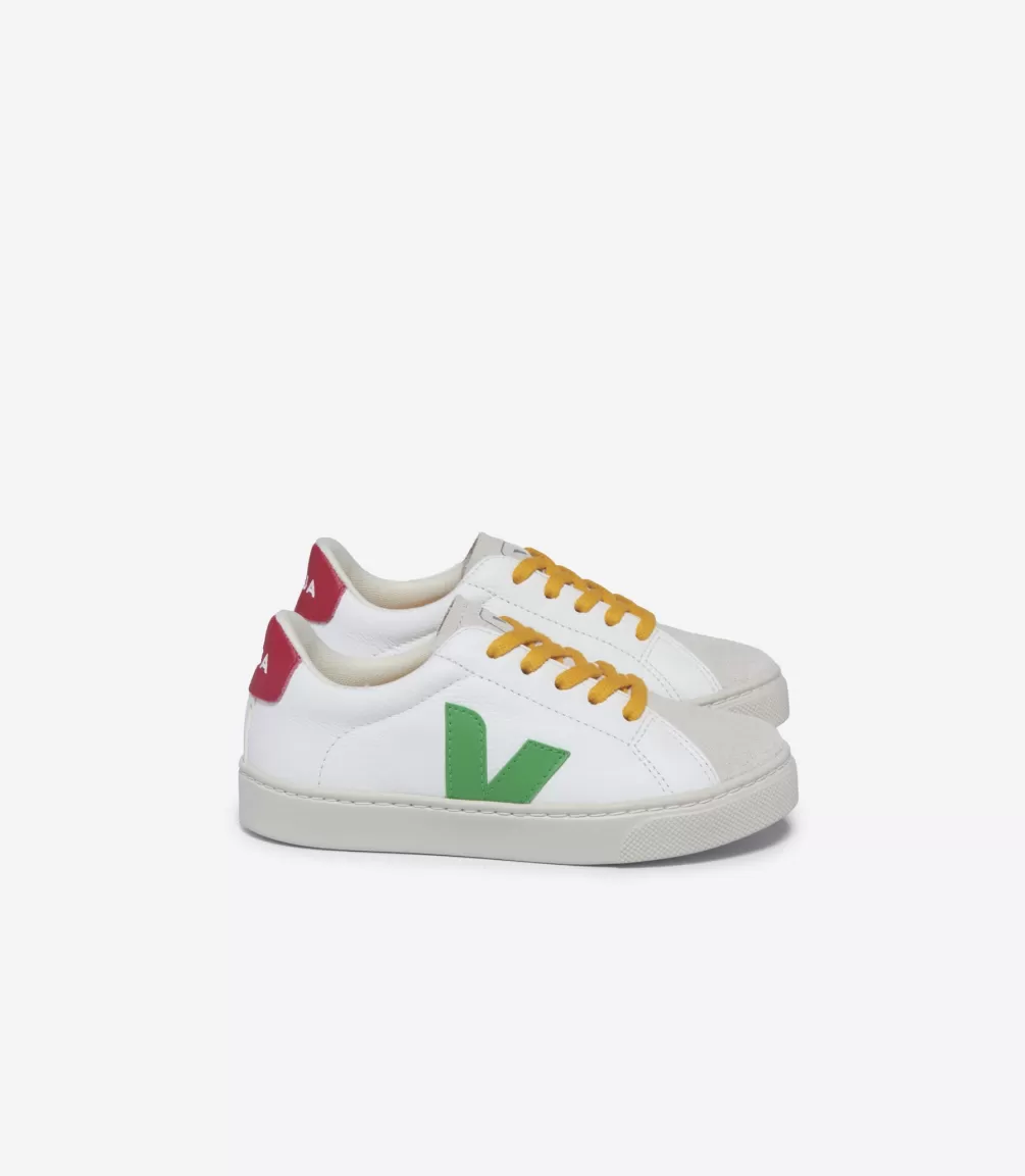 Kids VEJA Esplar<ESPLAR LACES LEATHER WHITE LEAF PEKIN