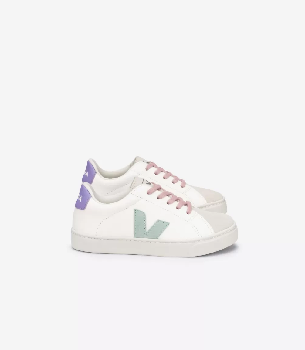 Kids VEJA Esplar<ESPLAR LACES LEATHER WHITE MATCHA LAVANDE