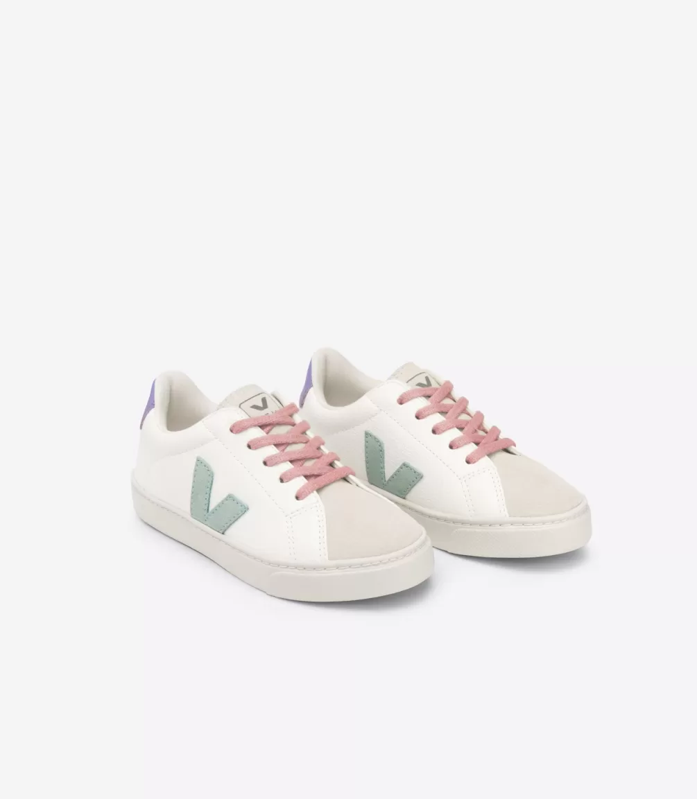 Kids VEJA Esplar<ESPLAR LACES LEATHER WHITE MATCHA LAVANDE