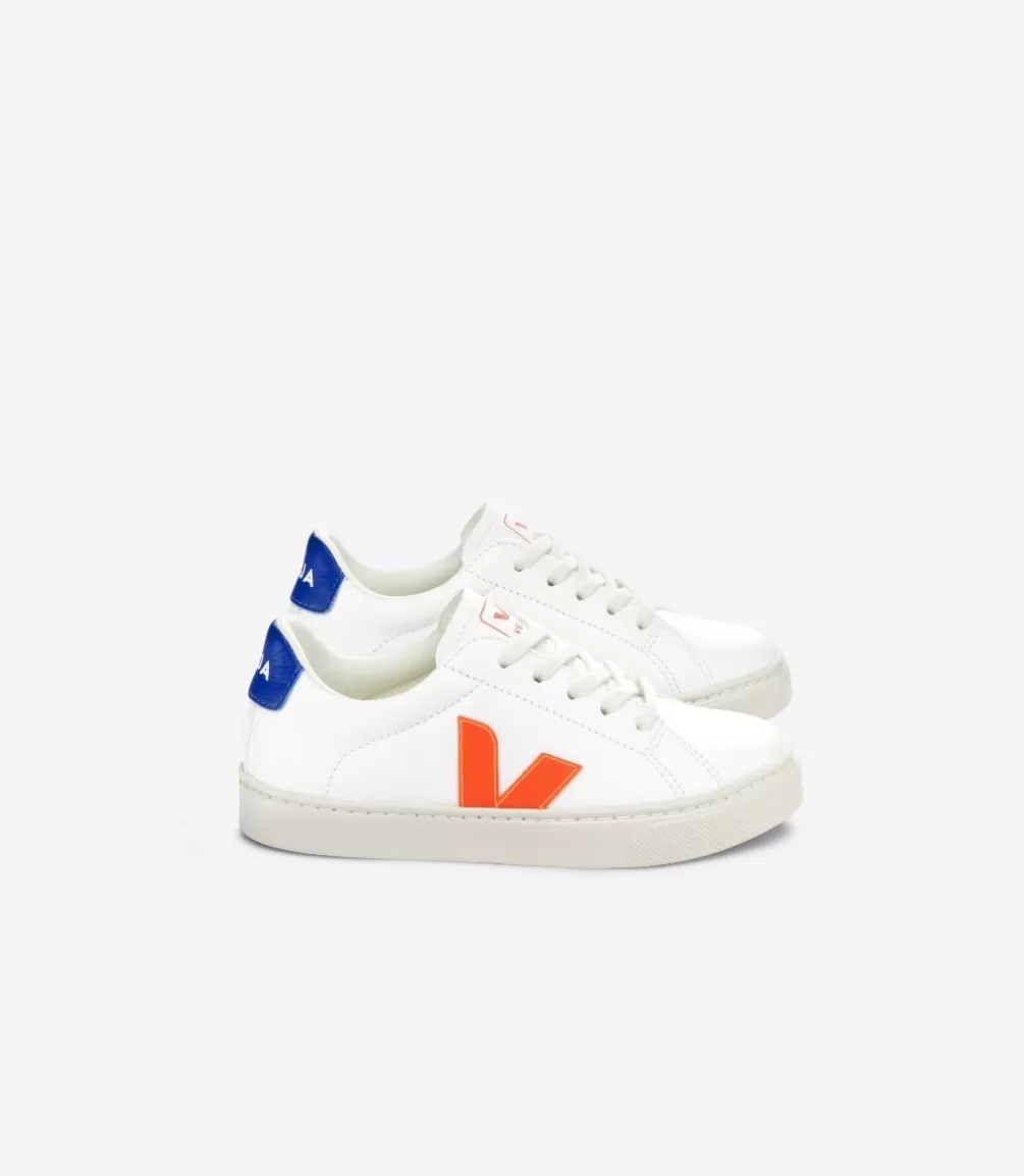 Kids VEJA Kids<ESPLAR LACES LEATHER WHITE ORANGE FLUO