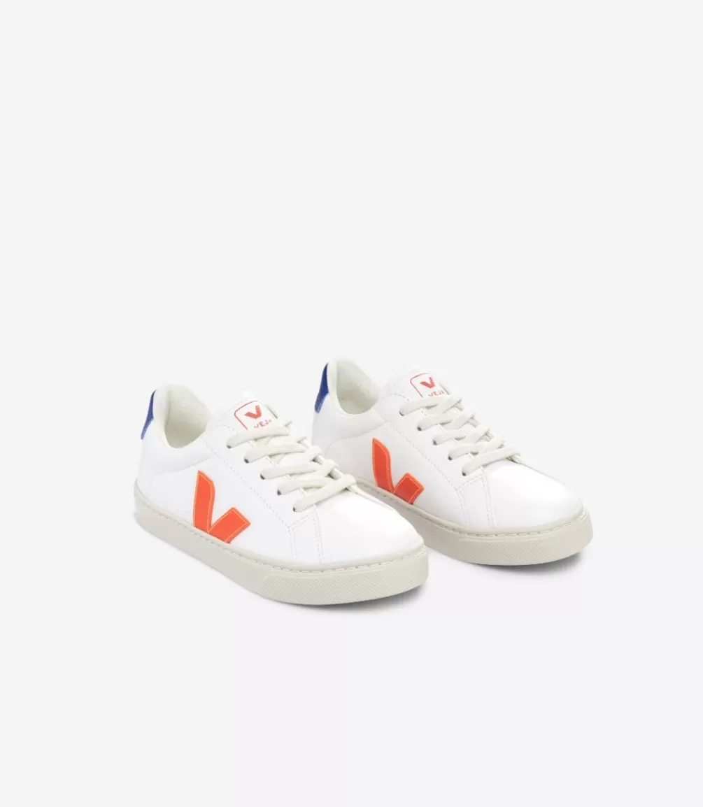 Kids VEJA Kids<ESPLAR LACES LEATHER WHITE ORANGE FLUO