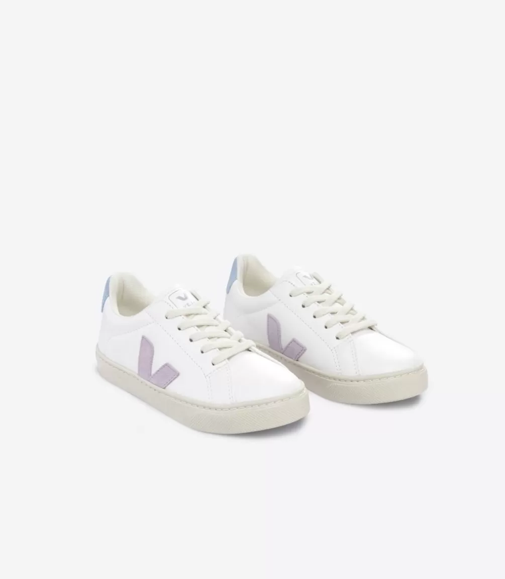 Kids VEJA Kids<ESPLAR LACES LEATHER WHITE PARME STEEL