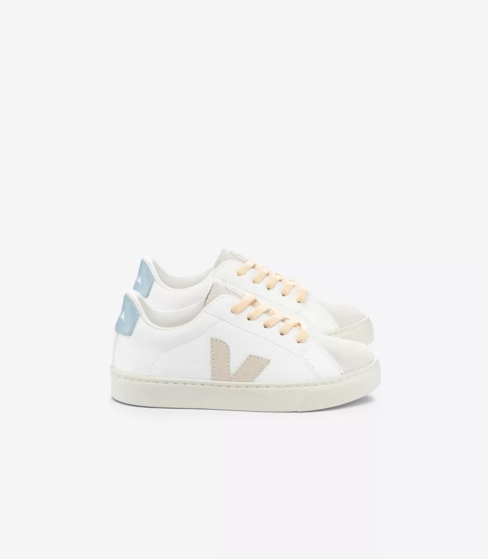 Kids VEJA Kids<ESPLAR LACES LEATHER WHITE SABLE STEEL