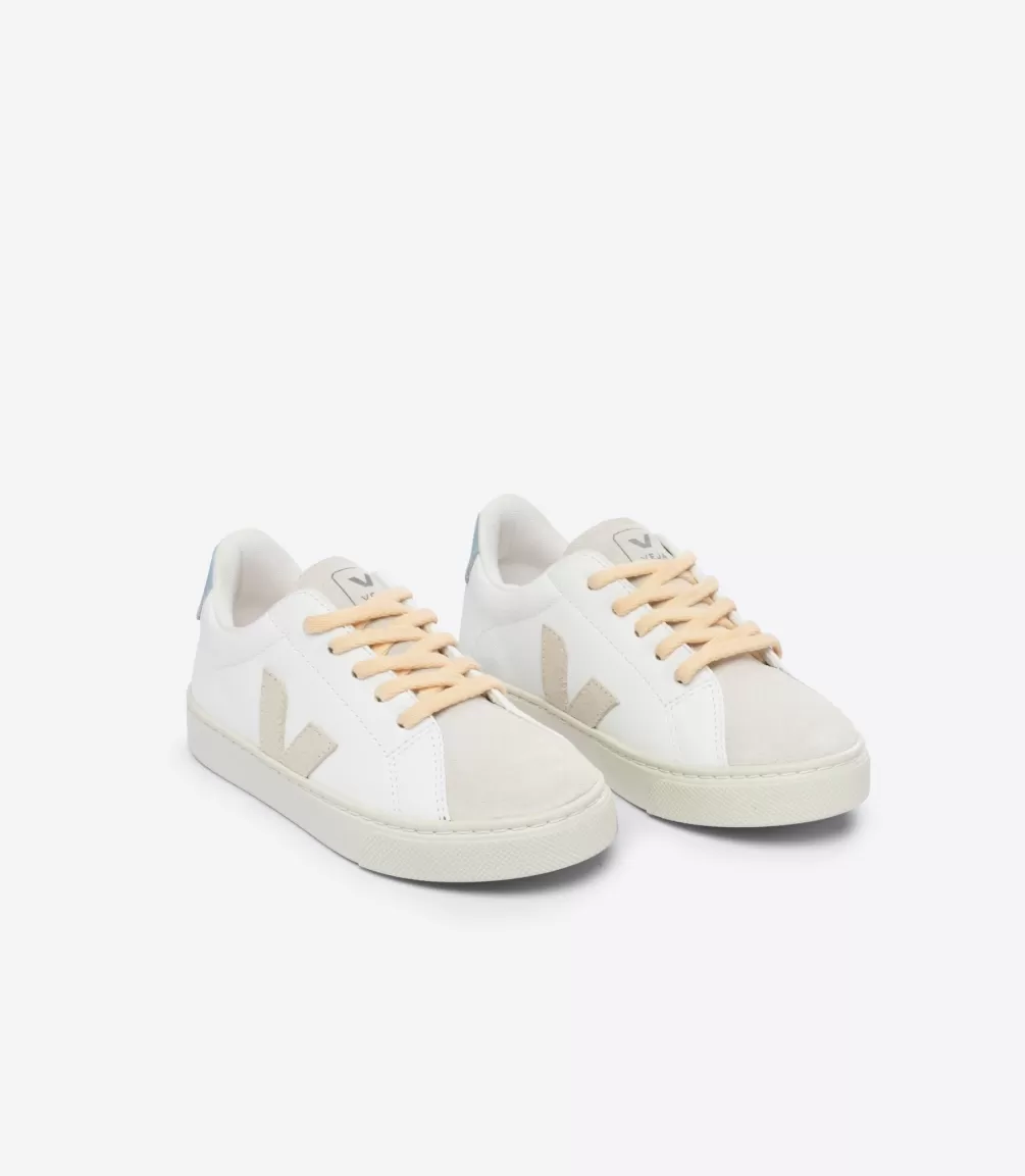 Kids VEJA Kids<ESPLAR LACES LEATHER WHITE SABLE STEEL