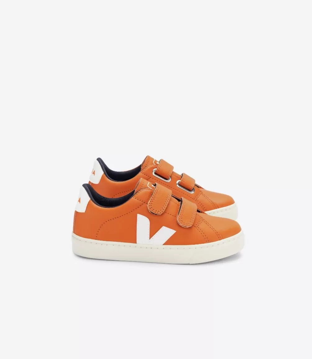 Kids VEJA Kids<ESPLAR LEATHER PUMPKIN WHITE