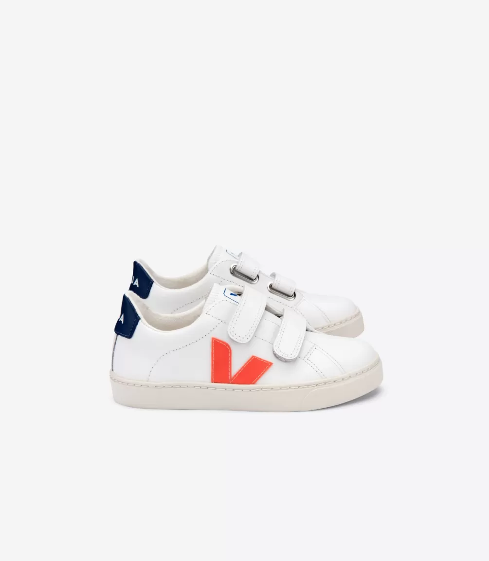 Kids VEJA Kids<ESPLAR LEATHER WHITE ORANGE FLUO