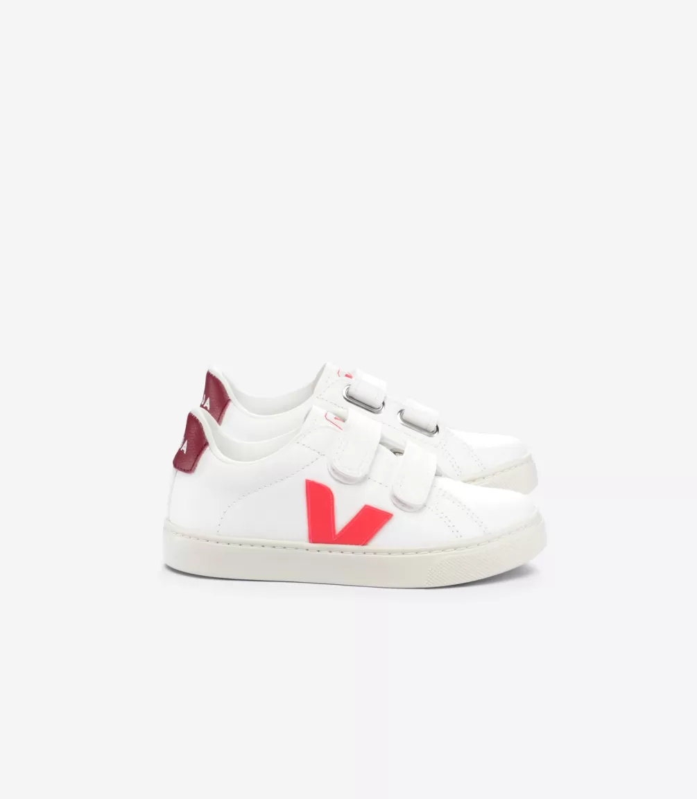 Kids VEJA Kids<ESPLAR LEATHER WHITE ROSE FLUO MARSALA