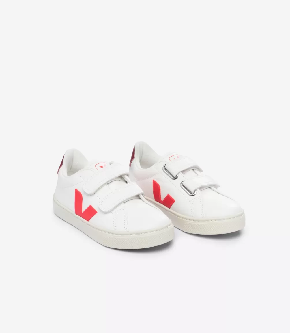 Kids VEJA Kids<ESPLAR LEATHER WHITE ROSE FLUO MARSALA