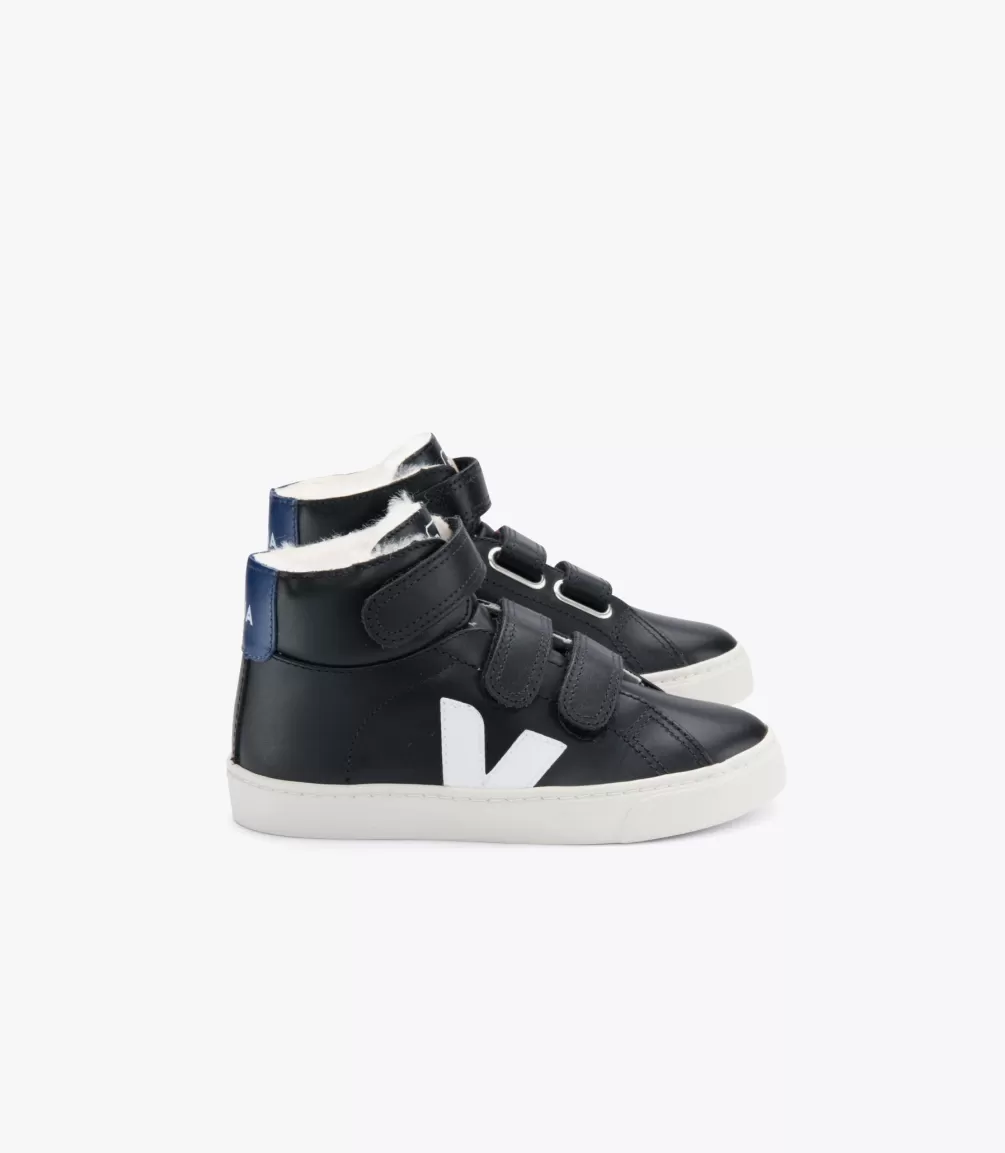 Kids VEJA Kids<ESPLAR MID FURED LEATHER BLACK COBALT