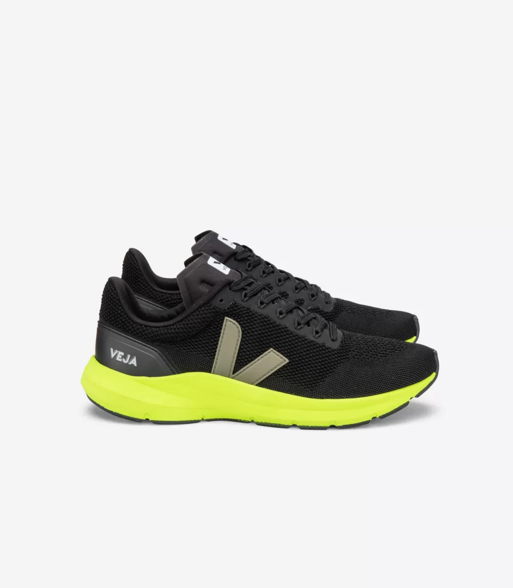 VEJA Adults<MARLIN LT V-KNIT BLACK KAKI JAUNE FLUO