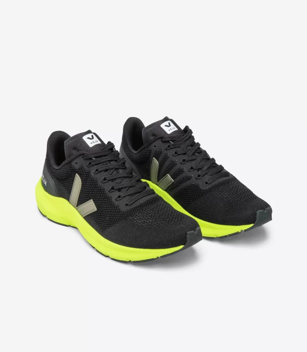 VEJA Adults<MARLIN LT V-KNIT BLACK KAKI JAUNE FLUO