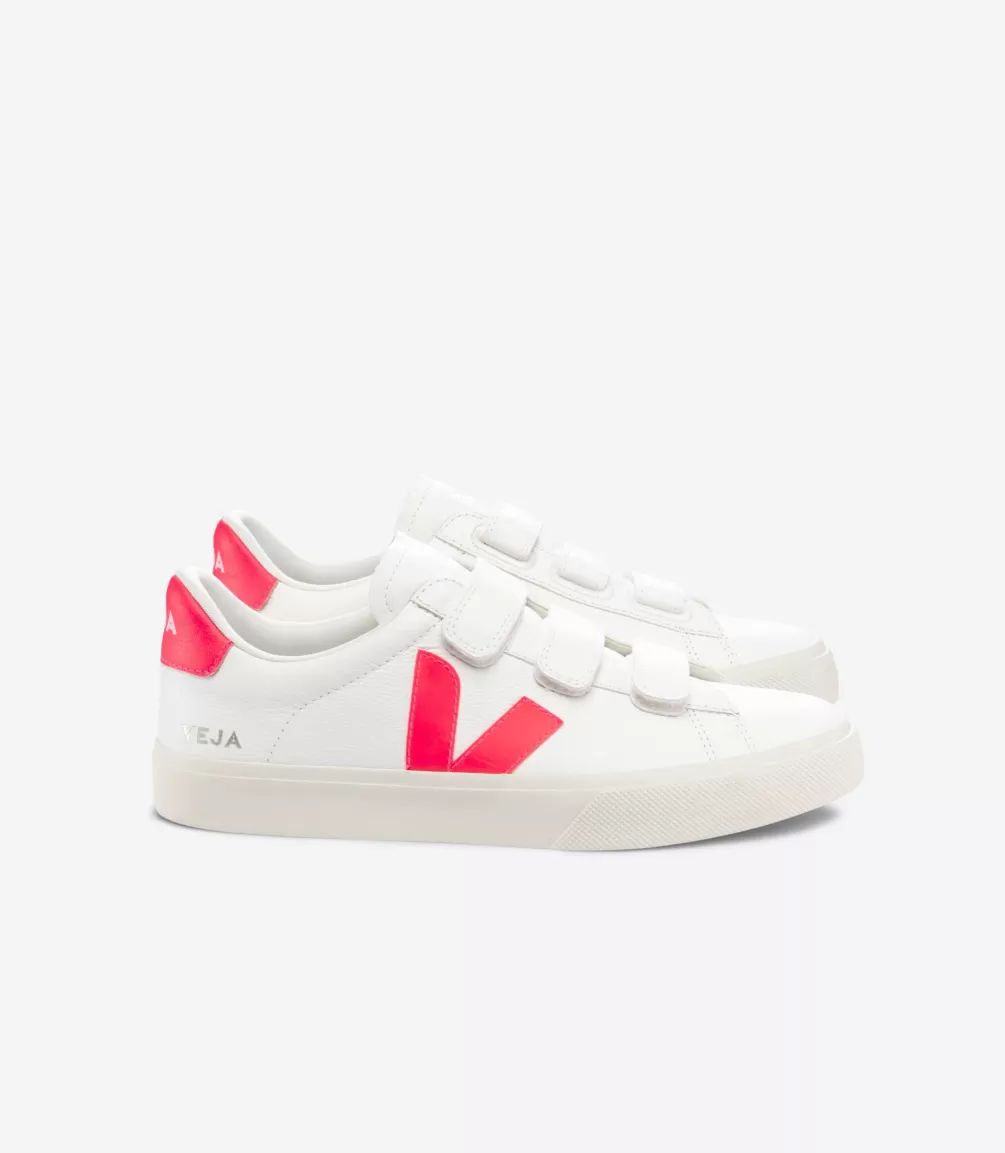 VEJA Adults<RECIFE LEATHER WHITE ROSE FLUO