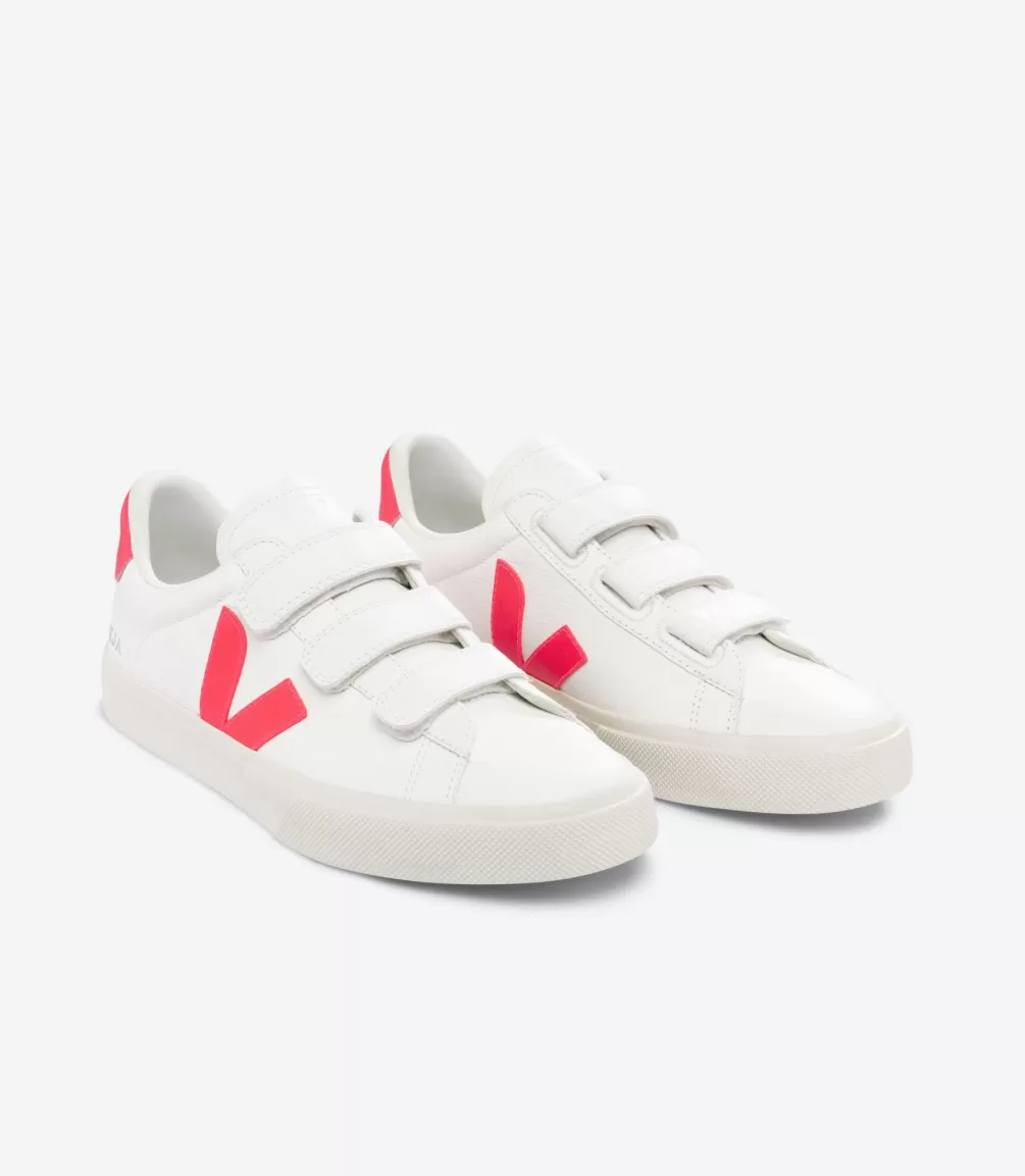 VEJA Adults<RECIFE LEATHER WHITE ROSE FLUO