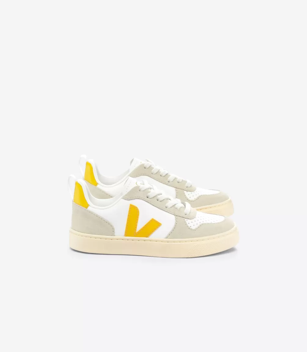 Kids VEJA Kids<V-10 LEATHER WHITE OURO ALMOND