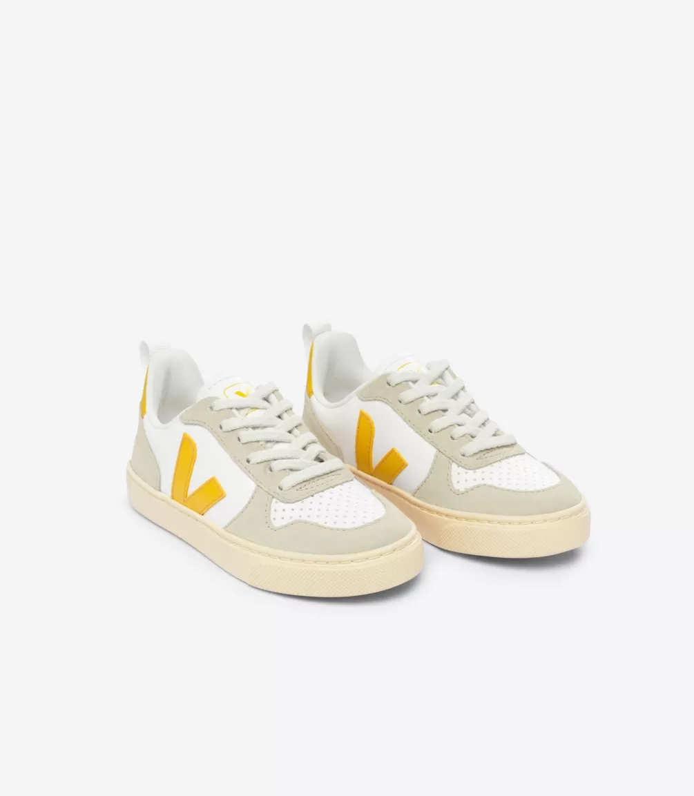 Kids VEJA Kids<V-10 LEATHER WHITE OURO ALMOND