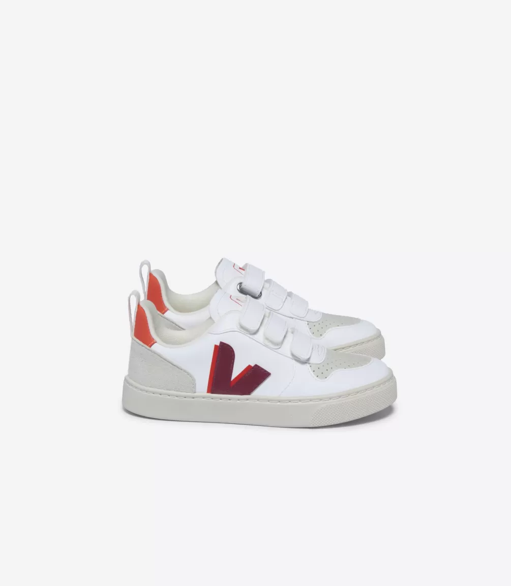 Kids VEJA Kids | Vegan<V-10 CWL WHITE MARSALA ORANGE FLUO