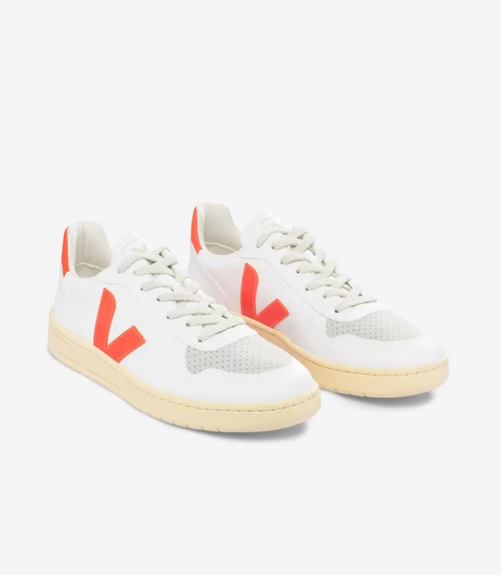 Women VEJA Adults | Vegan<V-10 CWL WHITE ORANGE FLUO