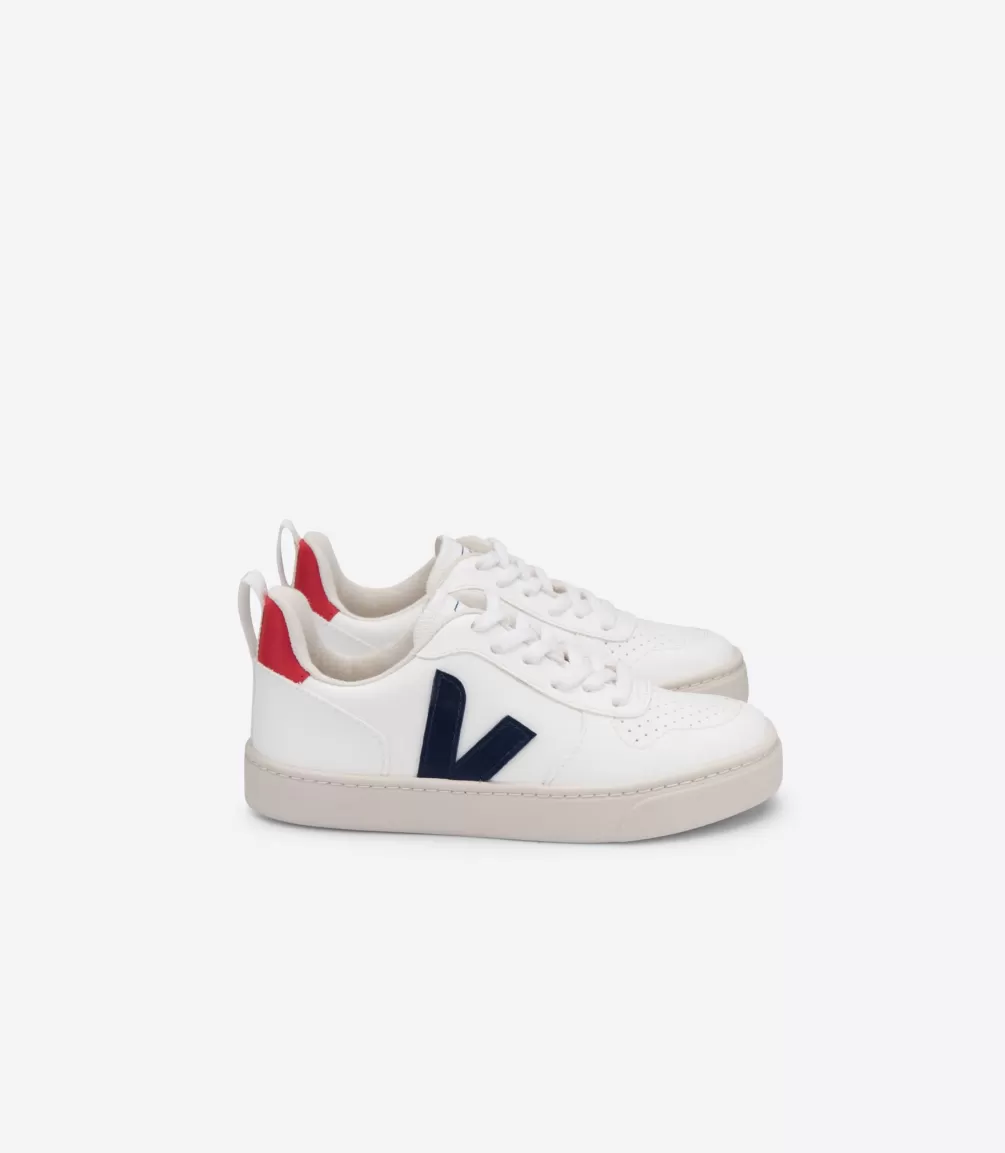 Kids VEJA Kids | Vegan<V-10 LACES CWL WHITE COBALT PEKIN