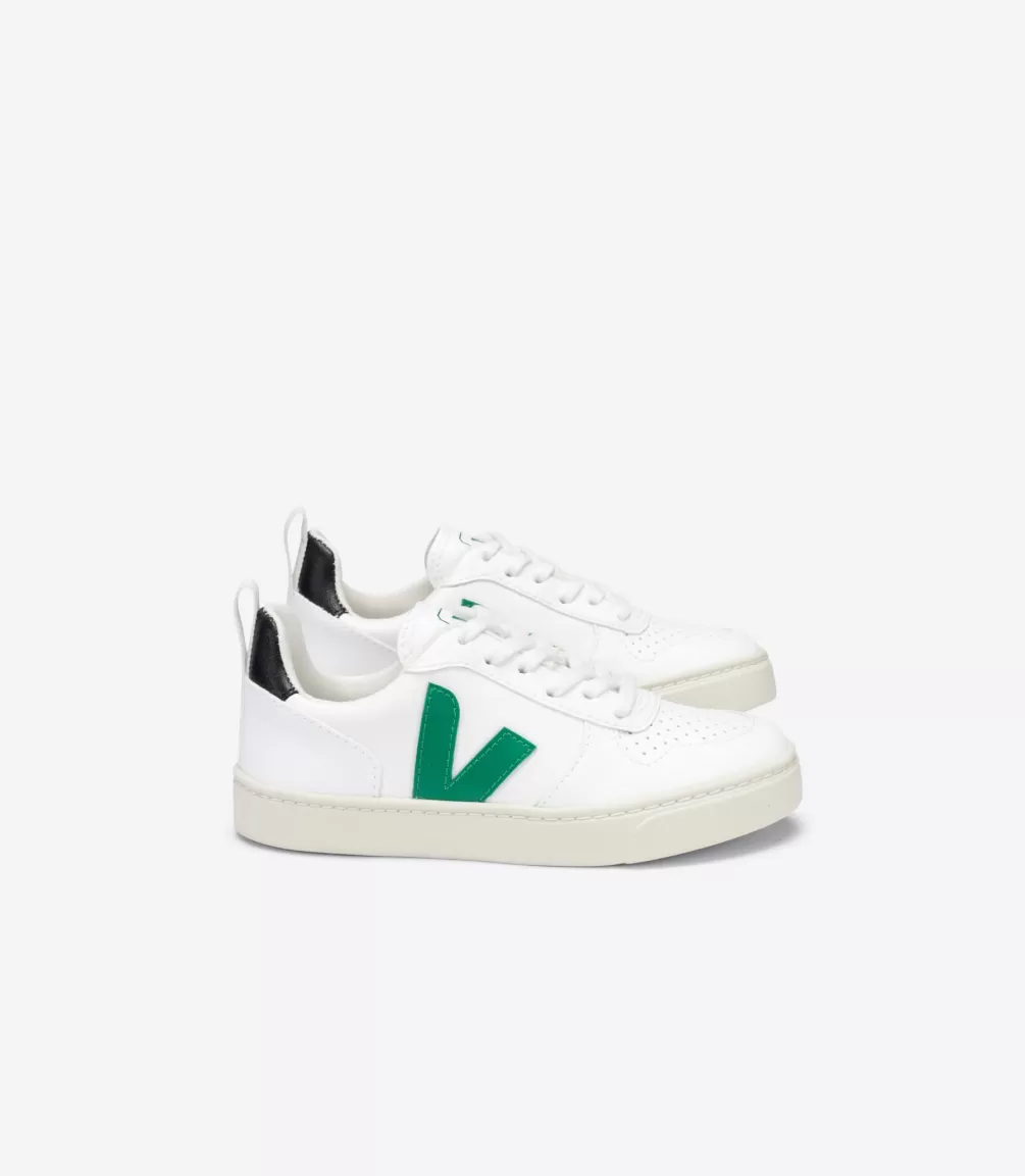 Kids VEJA Kids<V-10 LACES CWL WHITE EMERAUDE BLACK