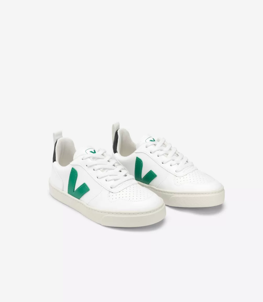 Kids VEJA Kids<V-10 LACES CWL WHITE EMERAUDE BLACK