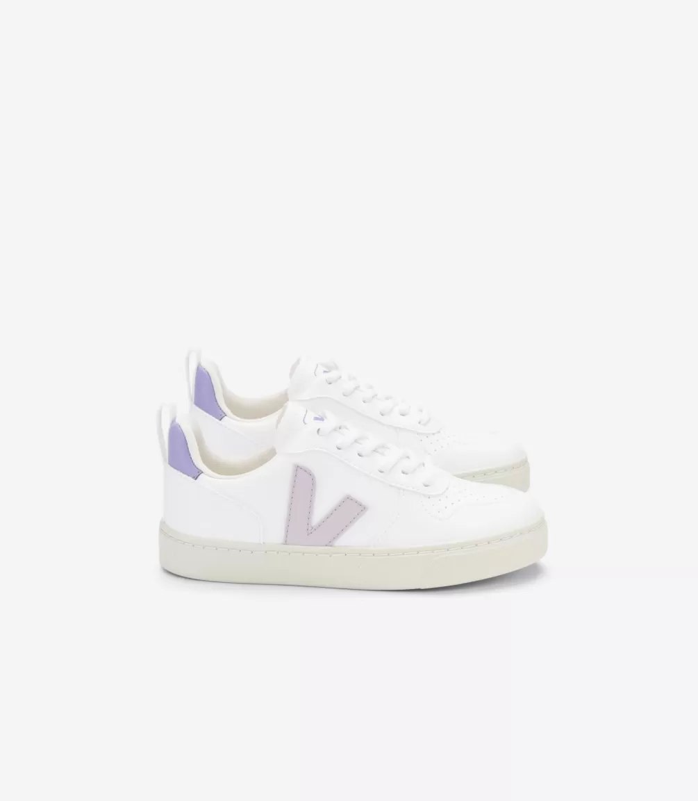 Kids VEJA Kids<V-10 LACES CWL WHITE PARME LAVANDE