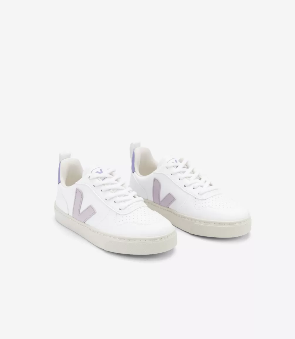 Kids VEJA Kids<V-10 LACES CWL WHITE PARME LAVANDE