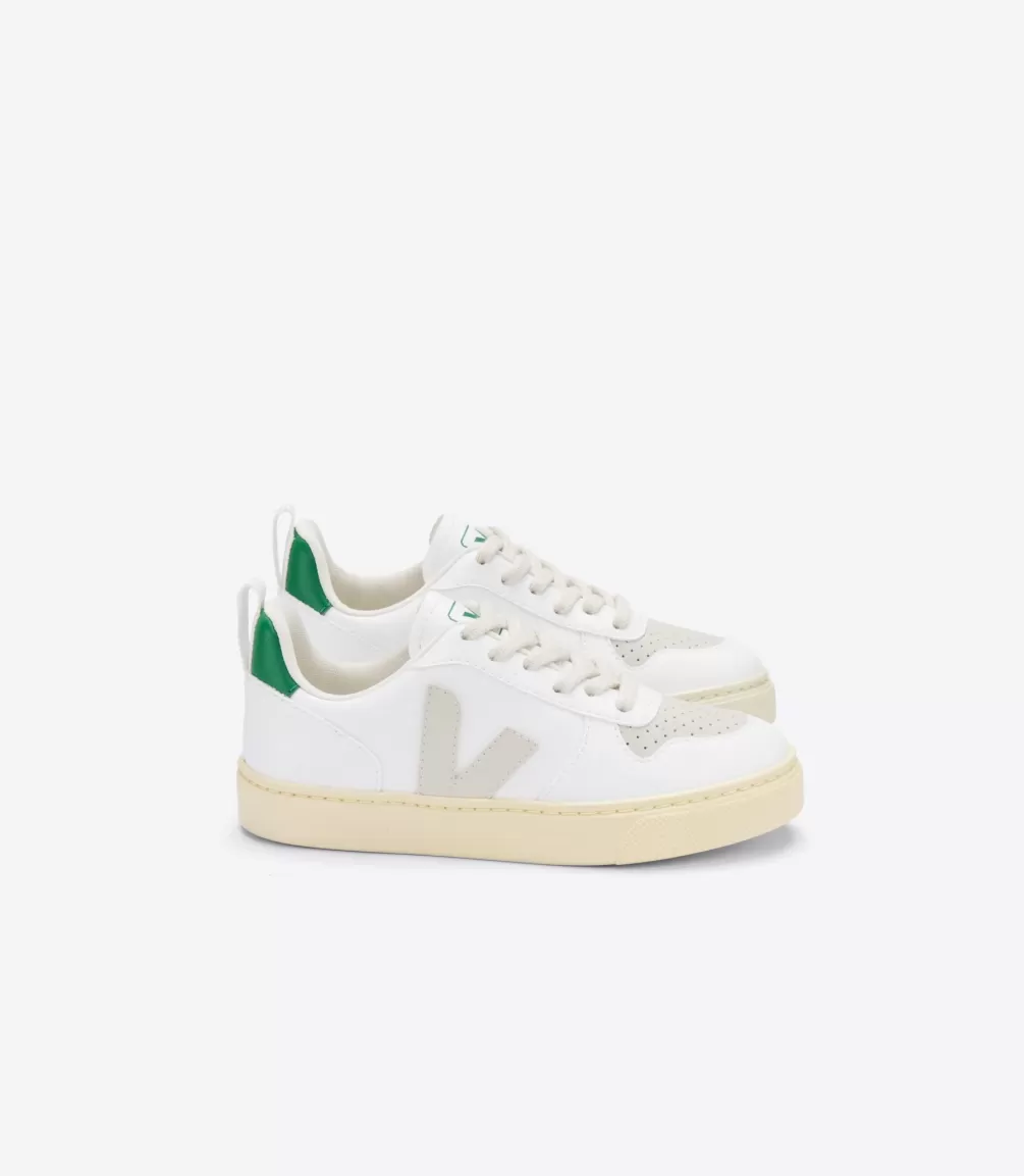 Kids VEJA Kids<V-10 LACES CWL WHITE PIERRE EMERAUDE