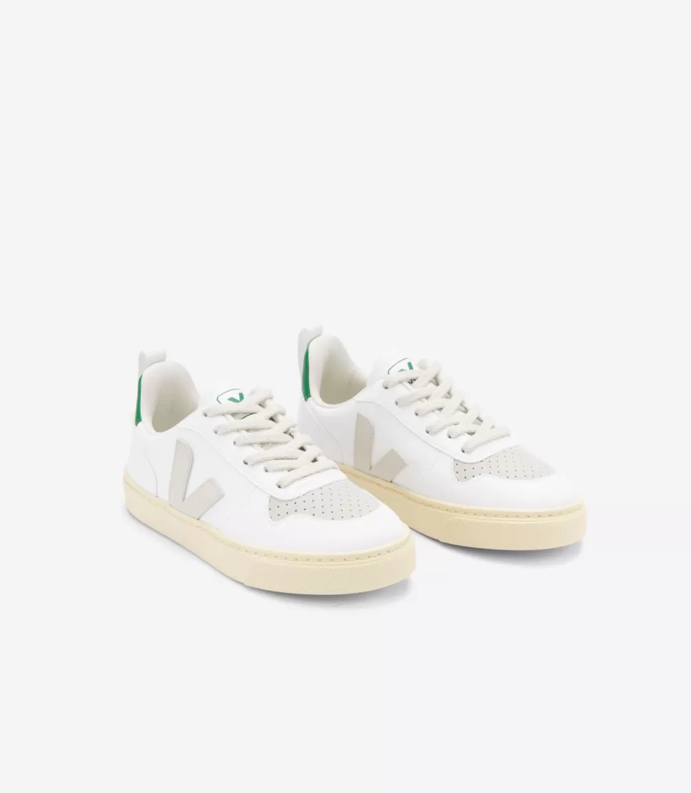 Kids VEJA Kids<V-10 LACES CWL WHITE PIERRE EMERAUDE