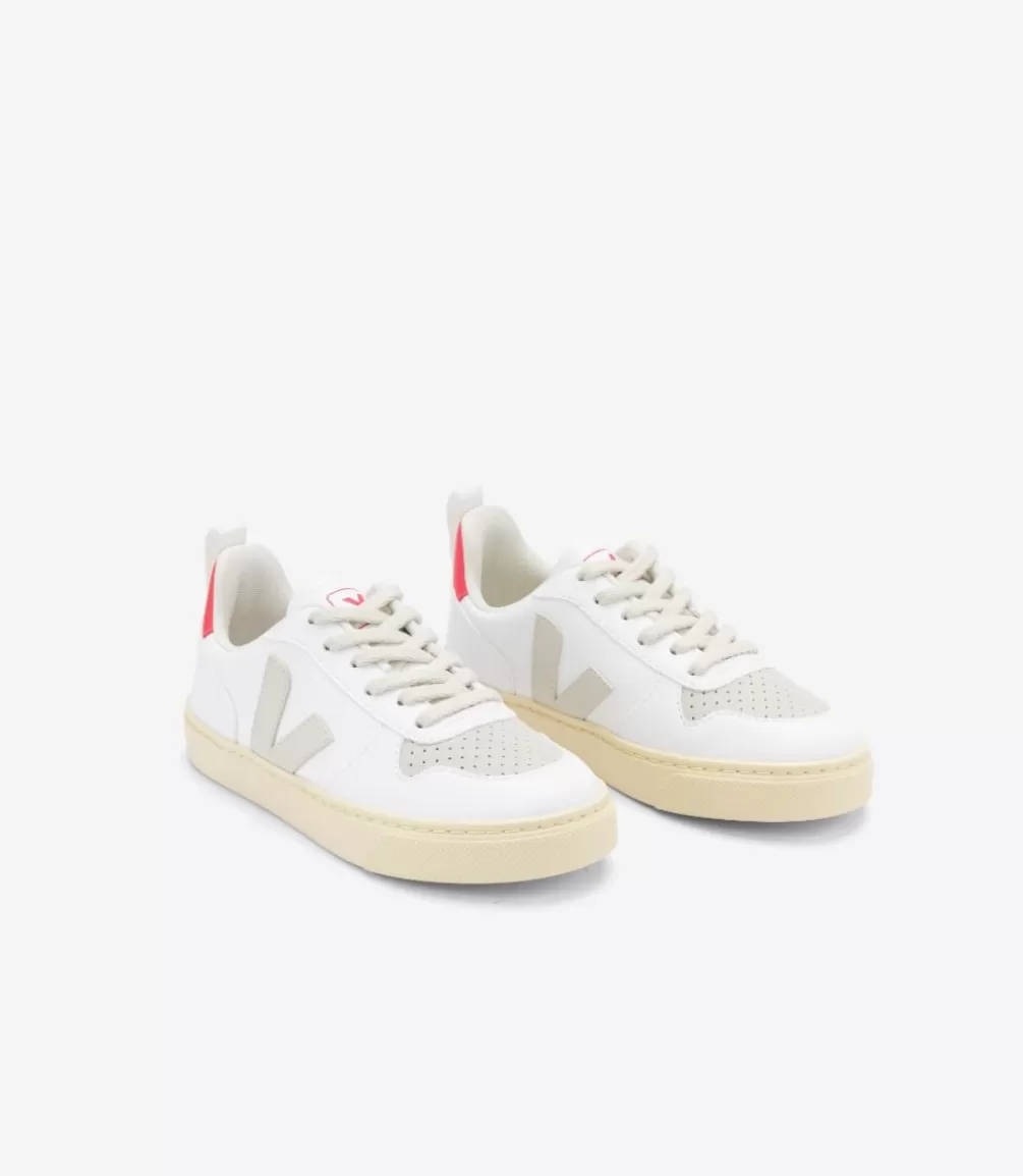 Kids VEJA Kids<V-10 LACES CWL WHITE PIERRE ROSE FLUO