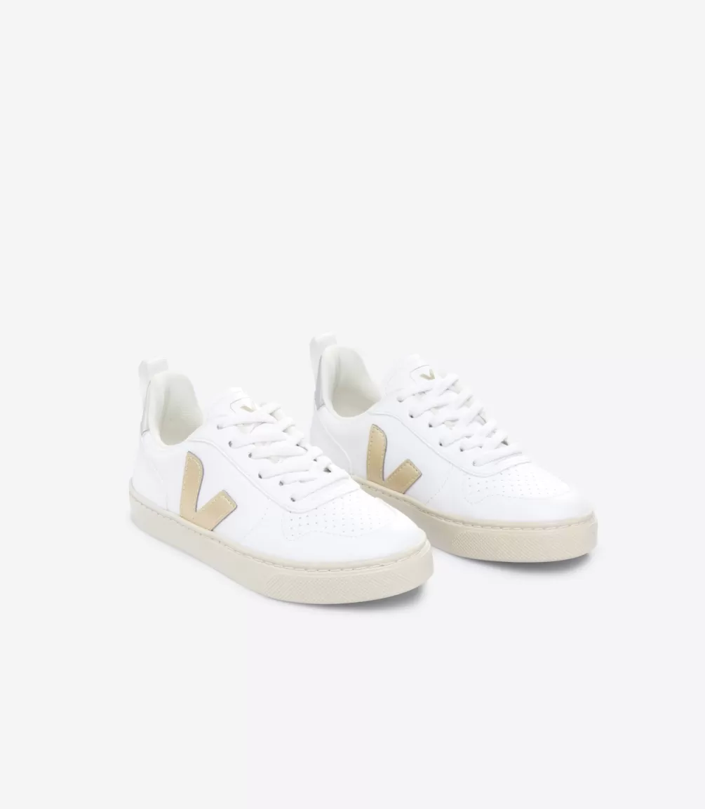 Kids VEJA Kids<V-10 LACES CWL WHITE PLATINE SILVER