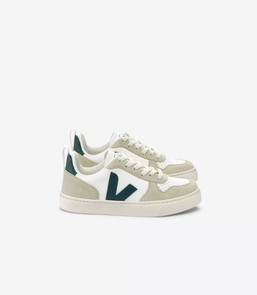 Kids VEJA V-10<V-10 LACES LEATHER WHITE BRITTANY ALMOND