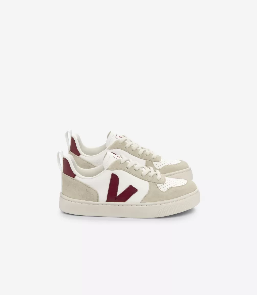 Kids VEJA V-10<V-10 LACES LEATHER WHITE MARSALA ALMOND