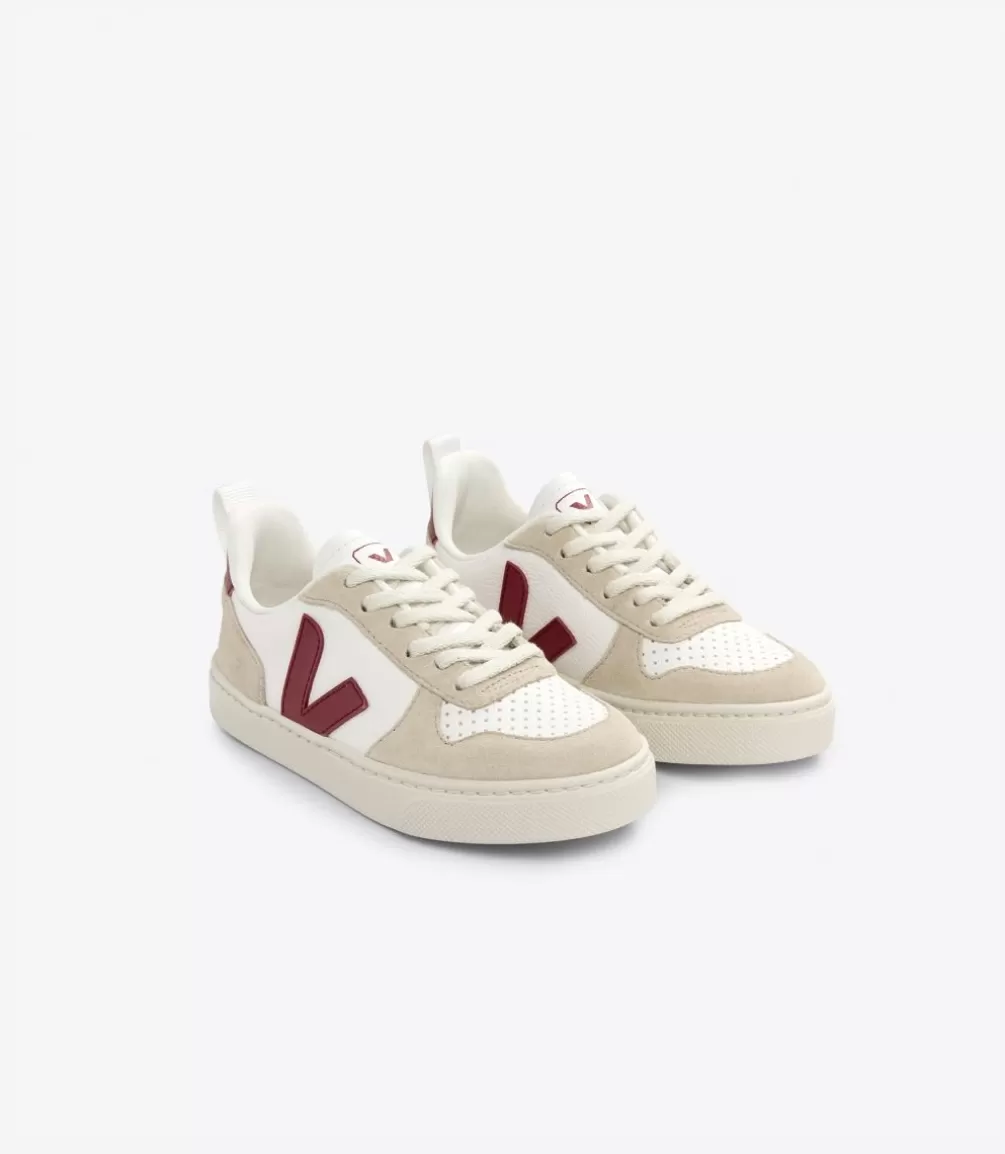 Kids VEJA V-10<V-10 LACES LEATHER WHITE MARSALA ALMOND