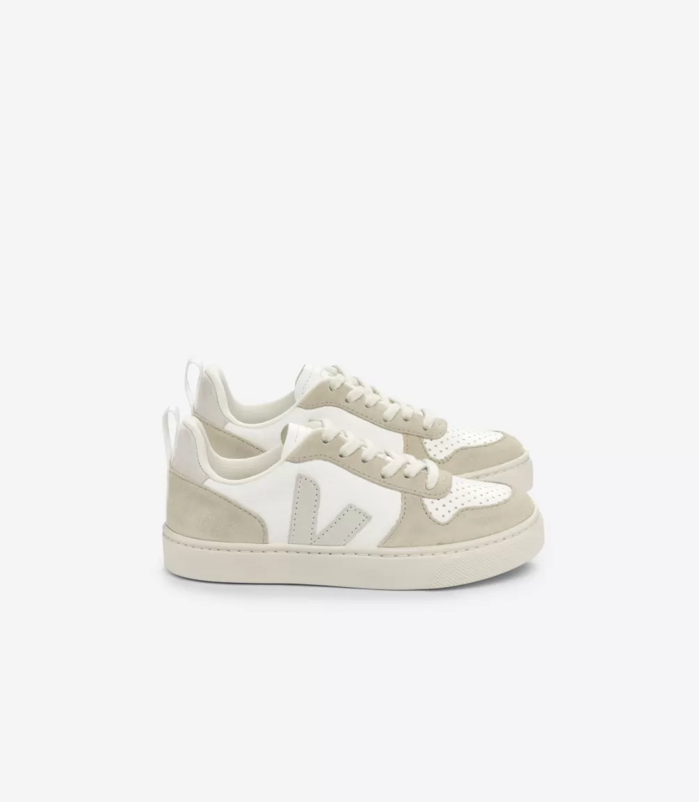 Kids VEJA Kids<V-10 LACES LEATHER WHITE NATURAL ALMOND