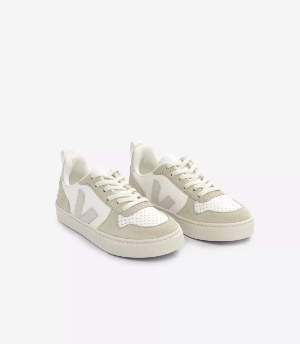 Kids VEJA Kids<V-10 LACES LEATHER WHITE NATURAL ALMOND