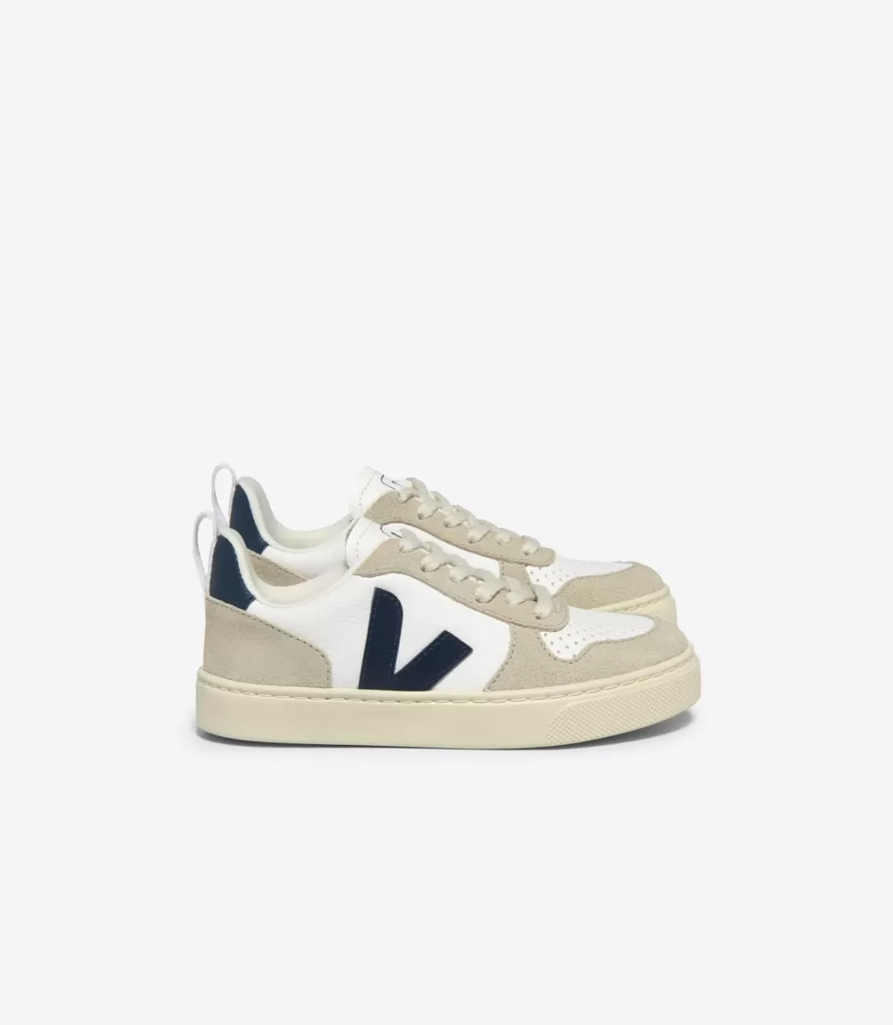 Kids VEJA V-10<V-10 LACES LEATHER WHITE NAUTICO ALMOND