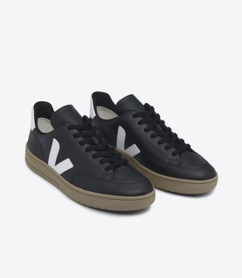 Women VEJA V-12 | V-12<V-12 LEATHER BLACK WHITE DUNE