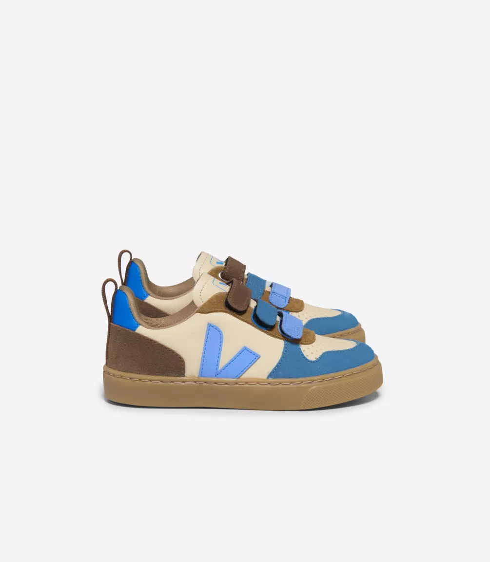 Kids VEJA V-10<V-10 LEATHER CREMA MULTICO AQUA