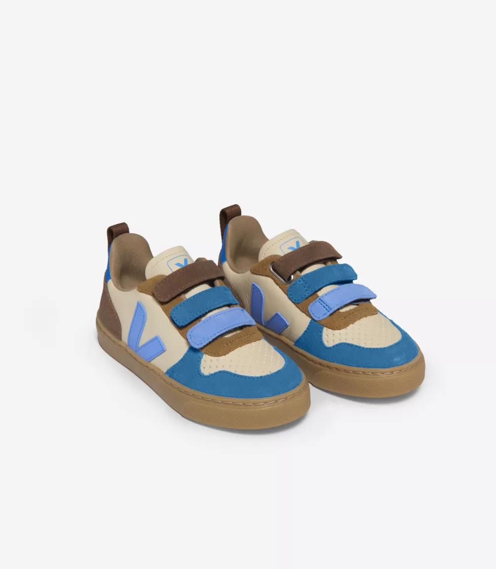 Kids VEJA V-10<V-10 LEATHER CREMA MULTICO AQUA