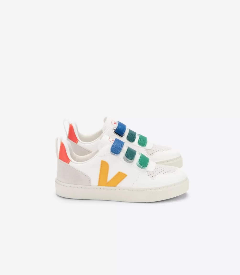 Kids VEJA V-10<V-10 LEATHER MULTICO WHITE OURO