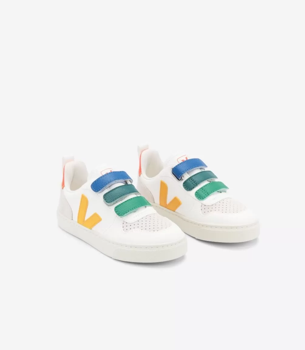 Kids VEJA V-10<V-10 LEATHER MULTICO WHITE OURO