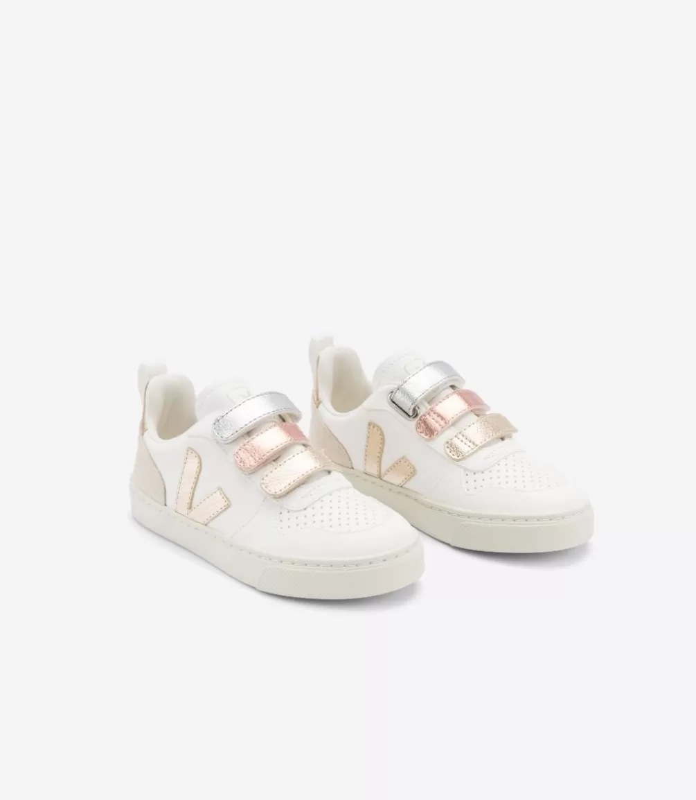 Kids VEJA V-10<V-10 LEATHER MULTICO WHITE SHINY