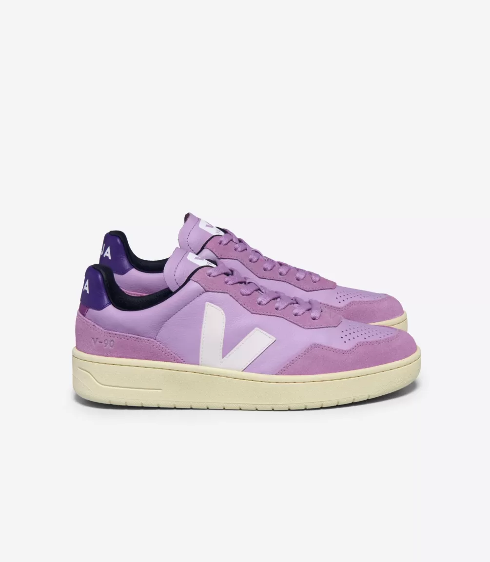 Women VEJA V-90<V-90 LEATHER ORCHID WHITE